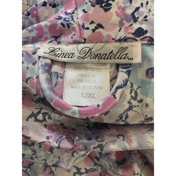 Linea Donatella Floral Satin Robe With Tie Waist Lightweight Size L / XL Bride - Picture 12 of 15